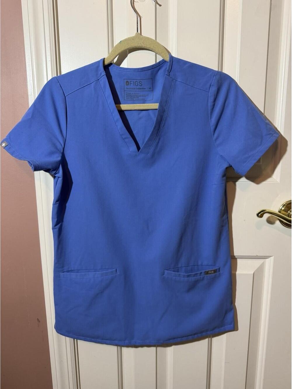 Figs Casma Scrub Top Womens Size XS Blue PO 1683